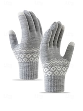 billige Herrehansker-Julehansker med berøringsskjerm til herre, flere farger, varm strikk med Fair Isle-mønster, ideelle for vinter- og høytidsaktiviteter