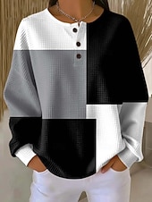 preiswerte Streifen- und geometrische Kapuzenpullover-Damen Kapuzenpullover Geometrisch Mode Langarm Rundhalsausschnitt Normale Oberteile Schwarz Gelb Rosa Frühling Herbst Winter