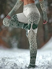 levne Viking tisk-Legíny Viking Boho pro ženy vintage etnický styl plná délka vysoký pas grafika abstraktní 3D tisk rychlé schnutí prodyšné měkké elastické formální dovolená růžové léto jaro podzim zima regular fit