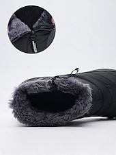 cheap Snow &amp; Winter Boots-Women's Burgundy Fur Lined Ankle Boots - Waterproof Winter Snow Shoes with Anti-Slip Rubber Sole, Warm Cozy Footwear for Outdoor and Casual Wear