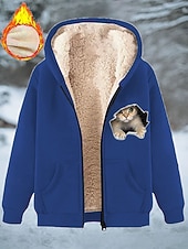 Χαμηλού Κόστους Ζώα Κορυφές-Γυναικεία Χειμερινό παλτό Διατηρείτε Ζεστό Φερμουάρ Τσέπη Στάμπα Μοντέρνα Καθημερινό Ζώο Δρόμος Causal Κοντό Με Κουκούλα Κανονικό Μακρυμάνικο Εξωτερικά ενδύματα Θαλασσί Μαύρο Ρουμπίνι Άνοιξη Φθινόπωρο