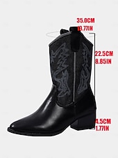 Χαμηλού Κόστους Καουμπόη και δυτικές μπότες-Γυναικείες καφέ μπότες western μέχρι τη μέση της γάμπας – καουμπόικες μπότες από τεχνητό δέρμα με κεντημένο σχέδιο για φθινοπωρινές, country style και εκδηλώσεις ροντέο