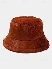 economico Cappelli da donna-Cappello da pescatore natalizio da donna in pelliccia sintetica, morbido e accogliente, disponibile in più colori: regalo perfetto per le feste