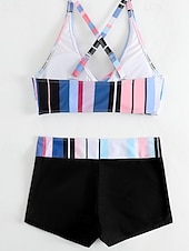 cheap Tankinis-Women's Swimwear 2 Piece Shorts Swimsuit Backless Vacation Beach Wear Geometic V Neck Sleeveless Bathing Suits