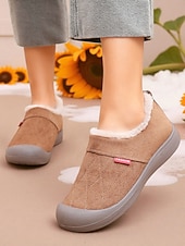 preiswerte Damen-Sneaker-Kamelfarbene, warme, gesteppte Damen-Winterschuhe zum Hineinschlüpfen in weiter Passform – rutschfeste Outdoor-Schuhe für Schneetage, Reisen, Pendeln und den Alltag