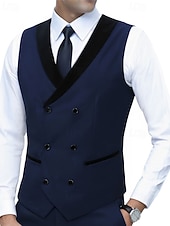 Χαμηλού Κόστους Ανδρικό γιλέκο-Ανδρικά Veste Γιλέκο Gilet Επιχείρηση Διακοπές Πάρτι Μοντέρνα Καθημερινό Άνοιξη Φθινόπωρο Τσέπη Κουμπιά Πολυεστέρας Άνετο Σκέτο Σταυρωτό Λαιμόκοψη V Κανονικό Θαλασσί Μαύρο Λευκό Ρουμπίνι Γιλέκο