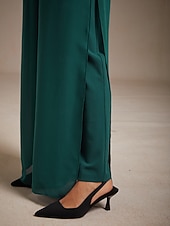  Women's Culottes Wide Leg Elegant Vacation Full Length High Waist Stretchy Daily Work Vacation Green Summer Spring Fall Winter