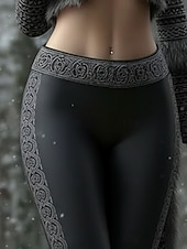 preiswerte -Damen Leggings Gemütliche Leggings Urlaub Vintage Ethno-Stil Volle Länge Hohe Taille Grafik Drucken Bequem Dehnbar Lässig Täglich Urlaub Schwarz Frühling Herbst Winter Schmale Passform
