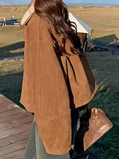 halpa Talvitakit-Naisten Talvitakki Rento takki Mukava Hengittävä Napit Vapaa-aika Tavallinen Loma Katu Kausaliteetti Arki-asut Yksirivinen Lyhyt Sänkyjen avaus Loose Fit Pitkähihainen Päällysvaatteet Kahvi Kevät