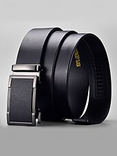 abordables Ceintures pour hommes-Ceinture en cuir pour homme, idéale pour Noël : cuir véritable de qualité supérieure, boucle carrée élégante, ajustable, accessoire de mode festif pour les occasions décontractées ou habillées.