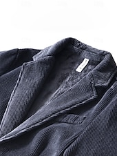 billige Blazer-Herre Kordfløyel jakke Halskrage Årgang Mote Utendørs Ensfarget Blazer Blå kaffe Grå Skreddersydd Single Breasted To-knapper