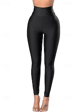 billige Vanlige leggings-Dame kinesisk Leggings Gatemote Fritid Full lengde Middels midje عادي Elastisk midje Skinnende Metallisk Bekvem Elastisk Daglig utendørs Feriereise Sølv Kamel Svart kaffe Høst Vinter Løstsittende