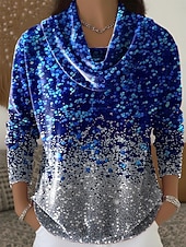 voordelige Chique Blouses-Nieuwjaar Dames Fluweel Ombre Elegant Dagelijks Dagelijks Avond Feest Vakantiekleding blauw Marine Blauw Fuchsia Bruin Herfst Winter