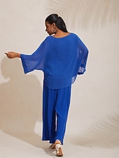 お買い得  ブラウス＆シャツ-シフォン カジュアル マジャル スリーブ ディープ V ブラウス