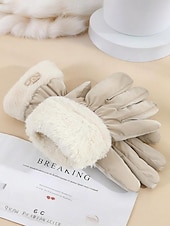 levne Dámské rukavice-Dámské nepromokavé nylonové rukavice s dotykovou obrazovkou, vícebarevné, měkké a teplé, ideální pro zimní a outdoorové aktivity