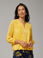 abordables Blusas Sencillas-Top de gasa de doble capa con lunares de vacaciones