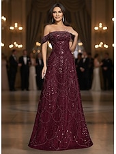 Недорогие Платья на вечер в стиле А-силуэта-А-силуэт С коротким шлейфом Вышивка бисером Вечернее платье Платье матери невесты Вечернее платье Элегантный стиль Винтаж Блестящая Без рукавов С открытыми плечами Свадьба Официальные Тюль Пайетки с