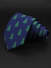 abordables Accessoires de Noël-Cravates de Noël pour hommes – en polyester avec des motifs festifs de bonhommes de neige, de père Noël et de sapins, parfaites pour les fêtes et célébrations de fin d&#039;année.