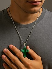 Недорогие Мужские украшения-Мужское рождественское ожерелье с подвеской-крестиком из натурального камня, доступно в нескольких цветах, стильный и модный дизайн, идеально подходит для подарков на праздники