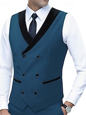 Χαμηλού Κόστους Ανδρικό γιλέκο-Ανδρικά Veste Γιλέκο Gilet Επιχείρηση Διακοπές Πάρτι Μοντέρνα Καθημερινό Άνοιξη Φθινόπωρο Τσέπη Κουμπιά Πολυεστέρας Άνετο Σκέτο Σταυρωτό Λαιμόκοψη V Κανονικό Θαλασσί Μαύρο Λευκό Ρουμπίνι Γιλέκο