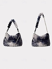 cheap Handbag &amp; Totes-Women's Faux Fur Shoulder Bag, Multi-Color, Versatile Carry Styles, Fashionable Chain Strap, Ideal for Casual &amp; Party Wear