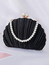 tanie Kopertówki i torebki wieczorowe-plisowana damska kopertówka z perłowym uchwytem – elegancka wieczorowa torebka, w wielu kolorach – idealna na wesela, imprezy i specjalne okazje