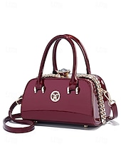 economico Borsette e borse tote-elegante borsa da sera da donna in pelle verniciata, decorata con cristalli, disponibile in rosso e blu navy, perfetta per feste formali e celebrazioni festive