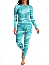 ieftine Rash guards One Piece-Pentru femei Bariere Iritatie Costume de baie pentru tot corpul Costum Scufundări din Piele Gradiant Fermoar Față Picior pe toată lungimea Spandex UPF50+ Uscare rapidă Înaltă Elasticitate Manșon Lung