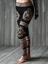 Χαμηλού Κόστους Εκτύπωση Βίκινγκ-Γυναικεία Βίκινγκ Μποho Leggings Vintage Εθνοτική Στιλ Καθημερινή Πλήρους Μήκους Ψηλή Μέση Γραφικό Αφηρημένο 3D Εκτύπωση Γρήγορη Στεγανότητα Αναπνευστικότητα Μαλακό Ελαστικό Υπαίθριες Διακοπές Σπίτι