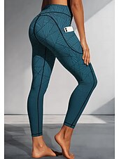cheap Printed Leggings-Women&#039;s pilates leggings fitness pants Casual leggings Pockets Stamp Duty Patchwork Pilates Gym Gym Workout Pants Tights Leggings Color Gradient Abstract Geometry Jade Sports Activewear High