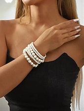 preiswerte Hochzeit ACC-Elegantes, mehrlagiges Perlenarmband für Damen – ein mit Kunstperlen besetztes Hochzeitsaccessoire für Bräute und Brautjungfern&amp;amp;formelle Anlässe