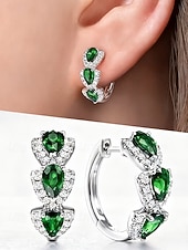 economico Anelli da donna-orecchini da donna in lega di zirconi - elegante design a forma di lacrima con pietre multicolori, perfetti come regali di Natale e San Valentino