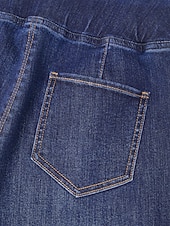 preiswerte Damenhosen-Damen-Jeanshose mit weitem Bein, Stretch-Gummibund vorne, schlankmachender Einsatz, lässig, Urlaub, Alltag, Frühling, Sommer, Herbst