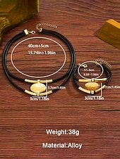 cheap Women's Necklace-Women's Bohemian Leather and Metal Statement Necklace &amp; Bracelet Set, Adjustable, Available in Gold and Silver – Perfect for Casual and Evening Wear