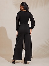 economico Salopette e jumpsuit Donna-tuta asimmetrica con scollo a V profondo e gamba larga