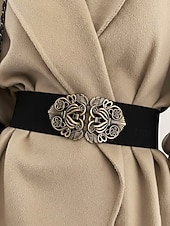 abordables Cinturón de mujer-Cinturón elástico para mujer con hebilla de aleación – elegante material de poliéster, ajuste regulable – perfecto para vestidos, atuendos casuales y formales