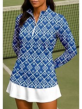 abordables Camisa de Mujer-Mujer Geométrico Tops Camisas Camisa deportiva Camisas de polo Manga Larga Cremallera Floral UPF50+ Resistente a los rayos UV Alta elasticidad Dispersor de humedad Transpirable Voleibol Tenis Golf