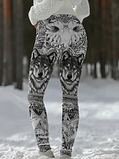 preiswerte Viking-Druck-Damen Leggings Urlaub Vintage Ethno-Stil Volle Länge Hohe Taille Grafik Abstrakt 3D-Druck Schnelltrocknend Atmungsaktivität Weich Dehnbar Täglich Outdoor Urlaub Schwarz Grün Grau Frühling Herbst