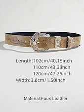 Χαμηλού Κόστους Γυναικεία ζώνη-Γυναικεία ζώνη από τεχνητό δέρμα σε μποέμ στιλ – περίπλοκο φλοράλ σχέδιο με μεταλλική αγκράφα, ιδανική για casual και καθημερινή χρήση.