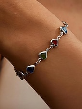 baratos Dia dos Namorados-Conjunto de colar e pulseira com pingente em formato de coração, feito de liga metálica, disponível em diversas cores – acessório perfeito para o Natal e Dia dos Namorados.