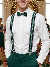 Недорогие Свадьба ACC-мужские рождественские подтяжки – эластичная ткань с разнообразными узорами, регулируемые и стильные, идеально подходят для праздничных вечеринок и официальных мероприятий
