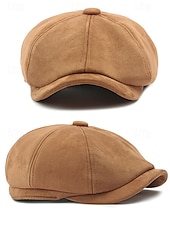 levne Pánské klobouky-Pánská polyesterová plochá čepice - více barev, stylový design, ideální pro běžné i formální nošení, pohodlný střih pro všechna roční období