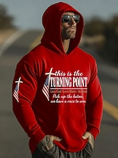 preiswerte Flagmuster-Herren Kreuz Amerikanische Flagge Kapuzensweatshirt Pullover-Hoodie Lässiger Hoodie Pullover Mode Täglich Urlaub Lässig Vintage-Retro Mit Kapuze Urlaub Streetwear Festival Blau Schwarz Weiß Rote Grün