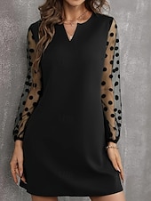 Χαμηλού Κόστους μίνι μαύρο φόρεμα-Γυναικεία Μίνι φόρεμα Μαύρο φόρεμα Φόρεμα για πάρτυ Κοκτέιλ Φόρεμα Κομψό Μοντέρνα Βραδινό Πάρτυ Πάρτι Κοκτέιλ Πάρτι Κανονικό Σκέτο Μακρυμάνικο Λαιμόκοψη V Μαύρο Καλοκαίρι Φθινόπωρο