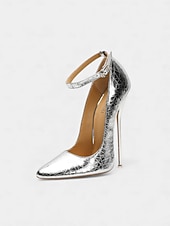 economico Pumps Classici-Scarpe con tacco a spillo da donna in vera pelle color oro con cinturino alla caviglia - lussuose scarpe con tacco alto e punta aguzza per feste, serate ed eventi da cocktail