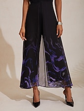 זול Jumpsuits-אוברול שיפון בסגנון זורם בסגנון טלאים לחופשה