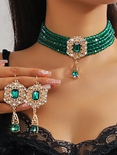 cheap Women's Necklace-Women's Champagne Gold Beaded Choker Set for Wedding or Evening Party