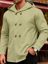 economico Giubbotti e cappotti da uomo-Per uomo Giacca Leggera Giacca Casual Giacca con Cappuccio All'aperto Quotidiano Doppiopetto Primavera Autunno Semplice Streetwear Quotidiano Con Cappuccio Regolare Blu Nero Verde chiaro Rosso Cachi