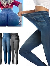 cheap Plain Leggings-Women's Slacks Leggings Cozy Leggings Streetwear Casual Full Length Natural Plain Pocket Elastic Waist Comfy Daily Outdoor Vacation Black Blue Fall Regular Fit