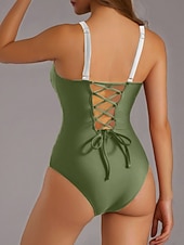 ieftine Costume Întregi-Costum de baie dintr-o piesă pentru femei subțire monokini colorat control pentru burtă talie înaltă subțire fără spate haine de plajă pentru vacanță decolteu în V fără mâneci